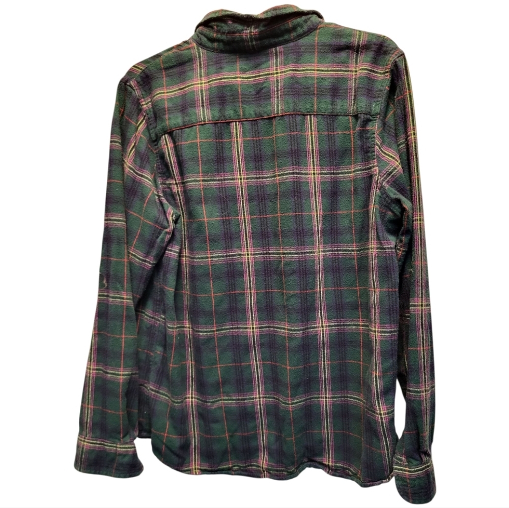 L.L. Bean Women's Green Scotch Plaid Flannel Shirt, Relaxed - Size M - Picture 2 of 8